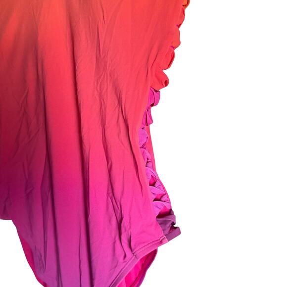 Bleu Rod Beattie Cool Breeze Pink Lace Up Sides Ombre V-Neck One Piece Swimsuit - Picture 6 of 12